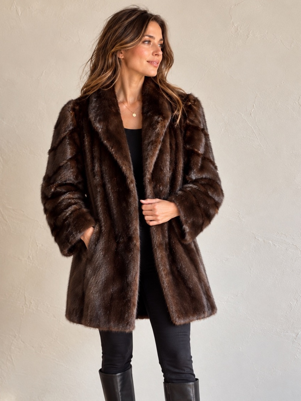 Vintage 90s Dark Brown Mink Fur Coat Old Money Mob Wife Heirloom Knee Length